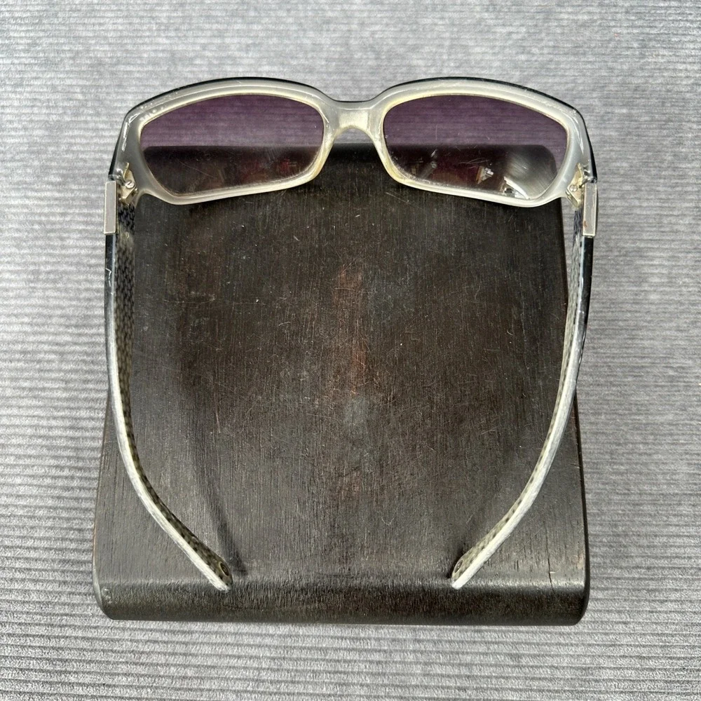 Coach Y2K Sunglasses Black Rectangular Frame Gradient Purple Lens Monogram Logo